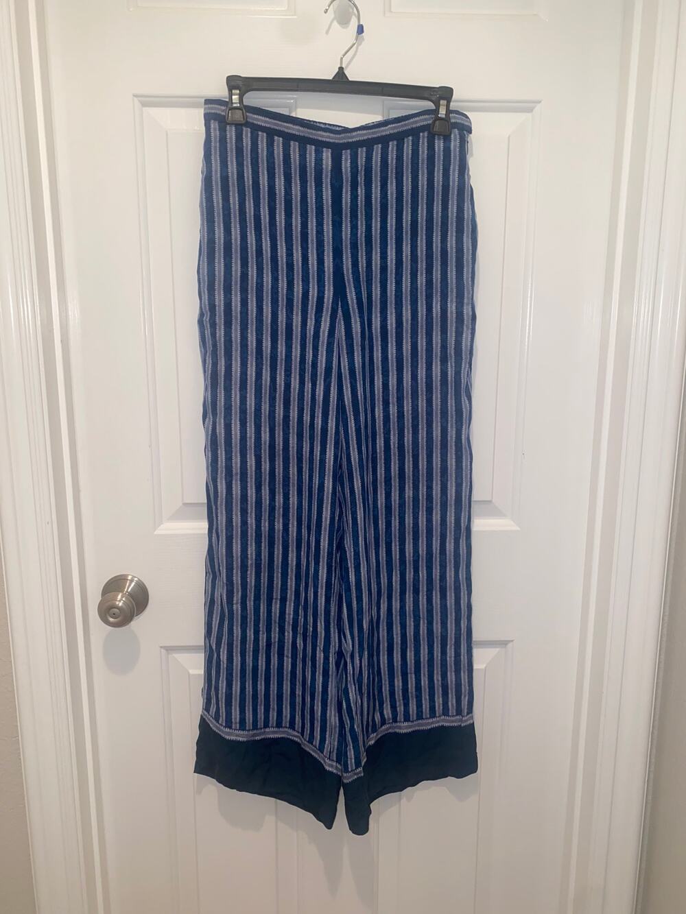 Anita Dongre Pants Wide Leg Luxury Resort Cupro/Viscose Striped Blue Size 10